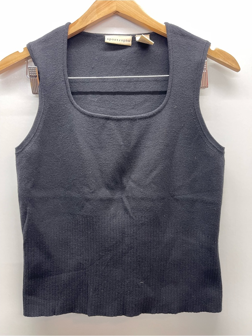 Apostrophe Black Ribbed Scoop Neck knit Sleeveless top